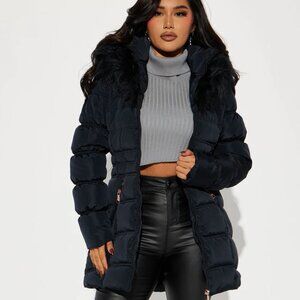 Fashion Nova Ice Skating Date Puffer Jacket - Black